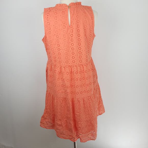 Loft Eyelet Tiered Swing Mini Dress Creamy Peach Pink Size Small - Picture 6 of 10